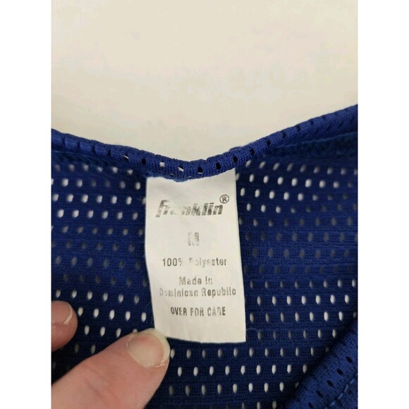 Franklin Youth Boys Medium Giants Mesh Blue Short Sleeve Top Jersey V Neck - Picture 3 of 7